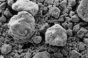 Green pigment magnified to show the detail before micronization or milling