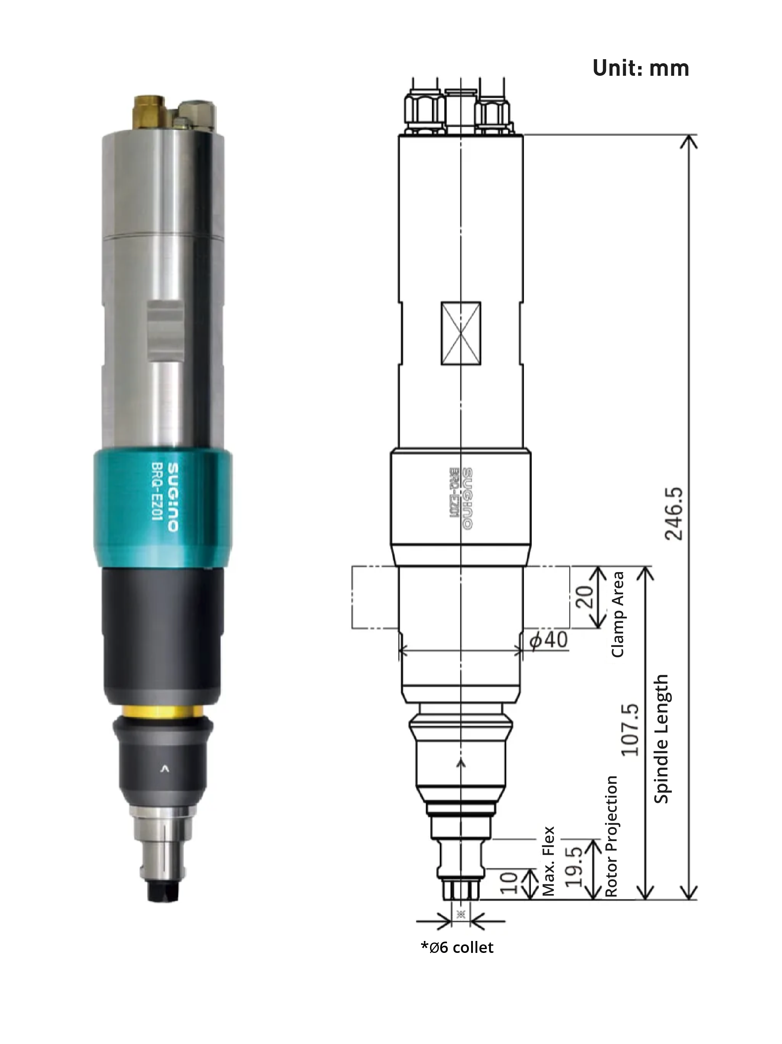 Barriquan EZ01 dimensions for deburring with a robot